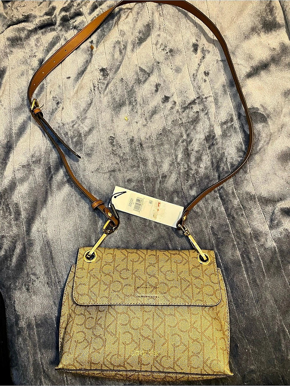 Calvin Klein Sonoma Crossbody Monogram Bag Brown & Gold NWT
